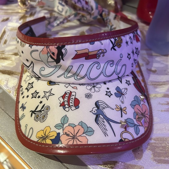 SUPER RARE GUCCI Vintage Mermaid Tattoo Stars Tie Visor!!! - Picture 2 of 16